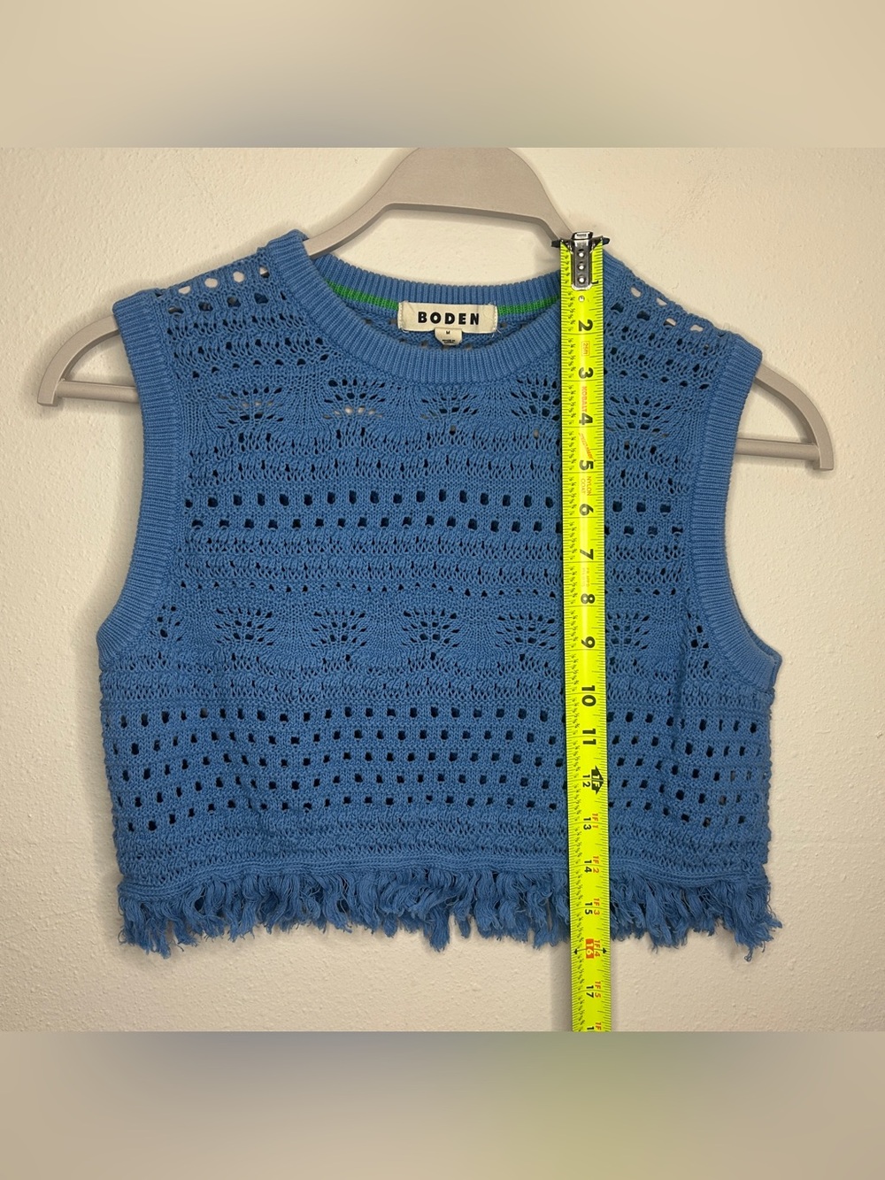 Boden Size M Light Blue Crochet Fringe Tank - Picture 8 of 8